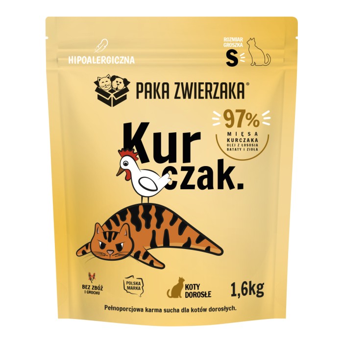 Paka Zwierzaka Kot Sucha Karma dla Dorosłych Kotów - Kurczak S 1,6kg