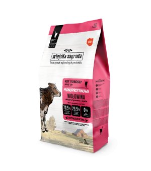 Wiejska Zagroda karma sucha dla kotów dorosłych MONO Wołowina 3kg