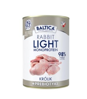 Baltica mokra karma dla psa Monoprotein LIGHT Rabbit - Królik z prebiotykami 400g