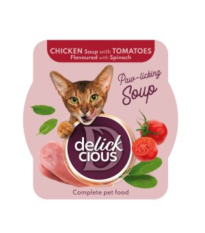 ideaPet Delickcious Zupa dla kotów Kurczak z Pomidorami i Szpinakiem 80g