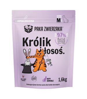Paka Zwierzaka Kot Sucha Karma dla Dorosłych Kotów - Królik i Łosoś M 1,6kg krótki termin: 03.11.2026