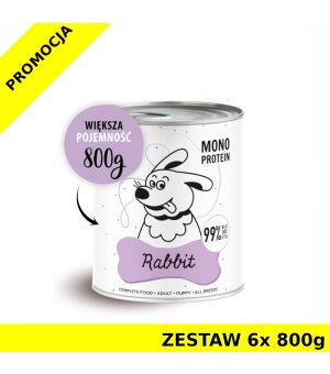 Karma Mokra Paka Zwierzaka - PEPE MONO PROTEIN Rabbit - Królik - ZESTAW 6x 800g