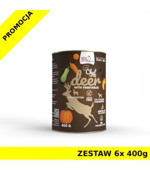 Syta Micha karma mokra dla psów dorosłych CHEF Jeleń z Warzywami ZESTAW 6x 400g