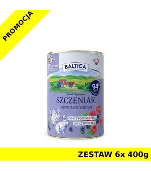 Baltica karma mokra dla szczeniąt Indyk z Królikiem ZESTAW 6x 400g