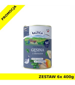 Baltica mokra karma dla psa Gęsina z Indykiem ZESTAW 6x 400g