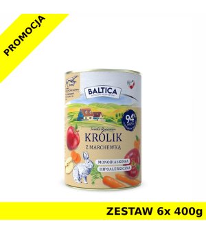 Baltica mokra karma dla psa Królik z Marchewką ZESTAW 6x 400g