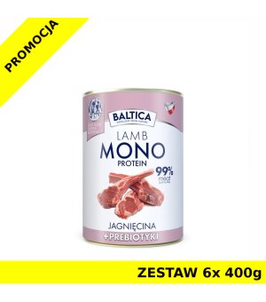 Baltica mokra karma dla psa Monoprotein Lamb - jagnięcina z prebiotykami ZESTAW 6x 400g