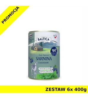 Baltica mokra karma dla psa Sarnina z Jagodami ZESTAW 6x 400g