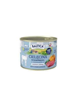 Baltica karma mokra dla kotów dorosłych sterylizowanych Mono Cielęcina 185g