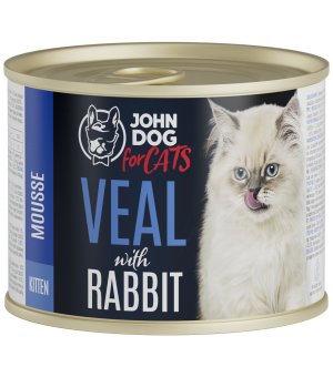 John Dog karma mokra dla kociąt MUS Cielęcina i Królik 200g