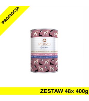 48x 400g - Królik z marchewką - Perro Gourmet - karma mokra dla psa dorosłego - NOWA FORMUŁA