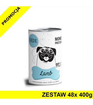 Karma Mokra Paka Zwierzaka - PEPE MONO PROTEIN Lamb - jagnięcina - ZESTAW 48x 400g