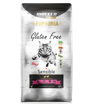 WYCOFYWANY Z OFERTY -  Euphoria Gluten Free Cat Sensible karma dla kota Indyk z Królikiem 1,5kg krótki termin:25.09.2026
