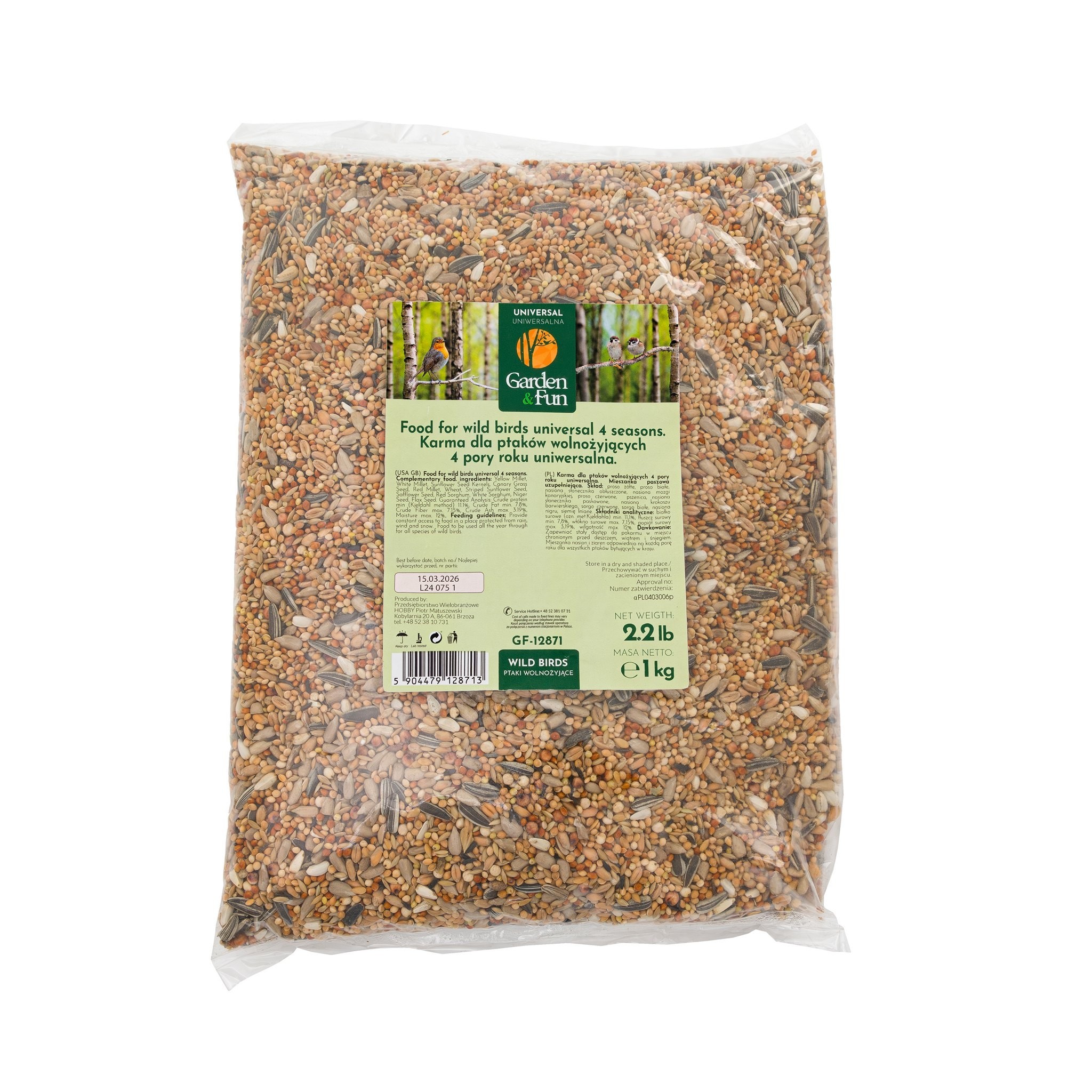Garden Fun Karma dla ptaków wolnożyjących uniwersalna 4 pory roku 1kg