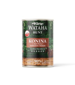 Wataha karma mokra dla psów dorosłych HUNT MONO Konina z Marchwią i Siemieniem Lnianym 400g