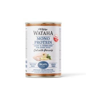 Wataha karma mokra dla psów dorosłych MONO Dorsz z Pasternakiem Light & Sterilised 400g