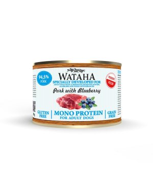 Wataha karma mokra dla psów dorosłych MONO Wieprzowina z Borówką Amerykańską 185g