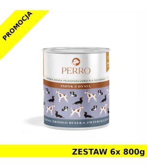 6x 800g - Indyk z dynią - szczenięta - Perro - karma mokra dla psa - zestaw - NOWA FORMUŁA