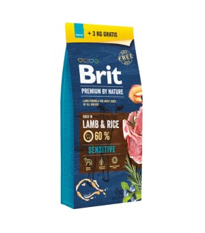 Karma sucha dla psa Brit Premium By Nature Sensitive Lamb 15 + 3kg GRATIS