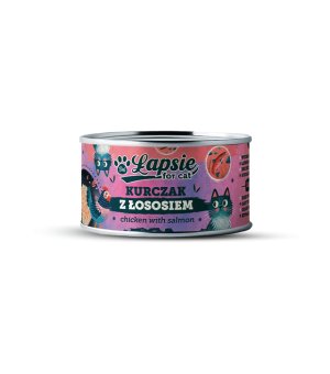 ŁAPSIE karma mokra dla kota Kurczak z Łososiem w bulionie 80g
