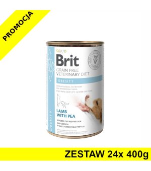 Karma mokra dla psa Brit Veterinary Diet Dog Obesity Lamb & Pea ZESTAW 24x 400g