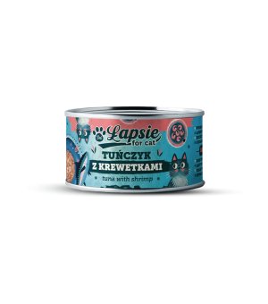 ŁAPSIE karma mokra dla kota Tuńczyk z Krewetkami w bulionie 80g