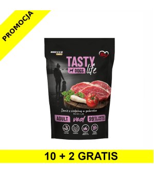 10+2 GRATIS Tasty Dogs Life karma mokra dla psów dorosłych danie w galaretce Cielęcina 500g saszetka