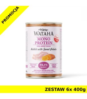 Wataha karma mokra dla psów dorosłych MONO Królik z Batatami ZESTAW 6x 400g