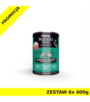Wataha karma mokra dla kotów Hunt Królik z Kurczakiem ZESTAW 6x 400g