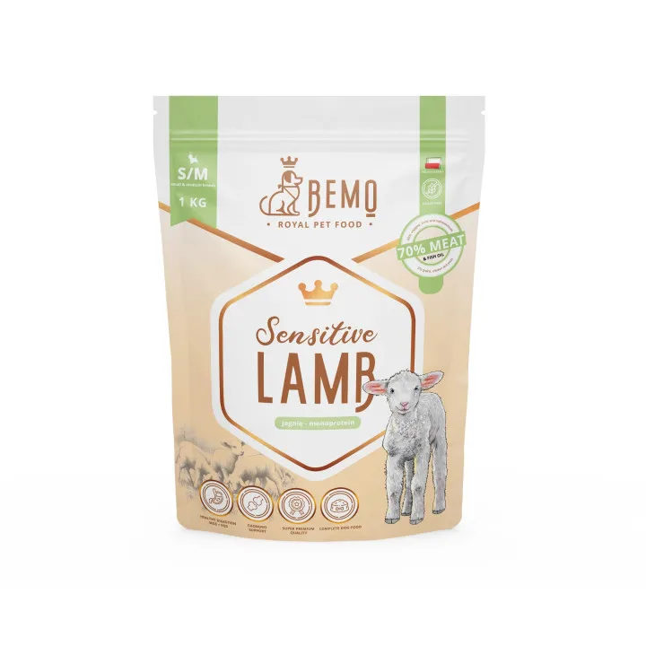 BEMO Karma sucha dla psów ras małych i średnich Sensitive Lamb S/M 1kg