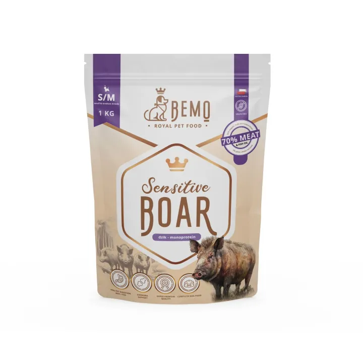 BEMO Karma sucha dla psów ras małych i średnich Sensitive Boar S/M 1kg