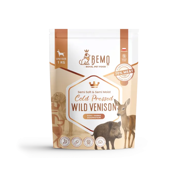 BEMO Karma tłoczona na zimno Wild Venision dla psów z Dziczyzną i Sarniną 1kg