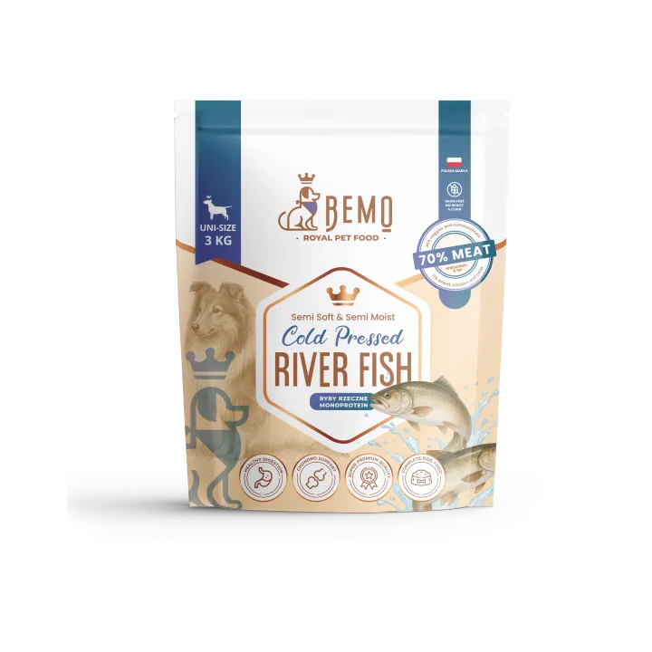 BEMO Karma tłoczona na zimno River Fish dla psów z Rybami Rzecznymi 3kg
