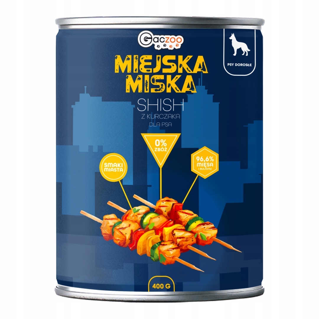 GACZOO Miejska Miska karma mokra dla psa Szaszłyk z Kurczaka 400g