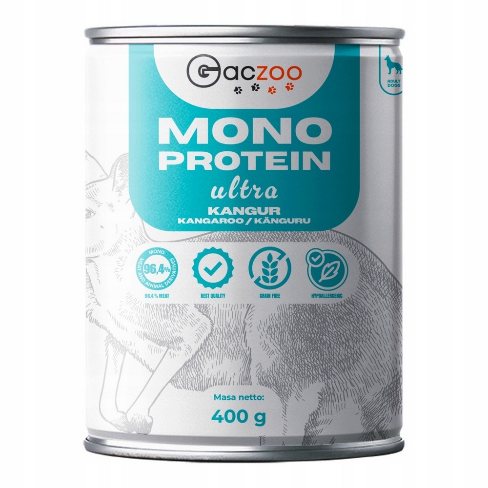 GACZOO Monoproteinowa karma mokra Ultra Light dla psa Kangur 400g