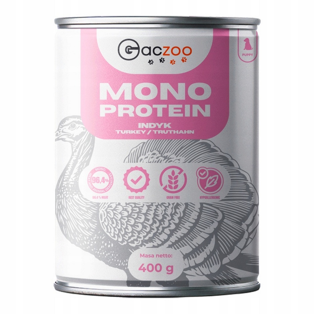GACZOO Monoproteinowa karma mokra dla szczeniąt Indyk 400g