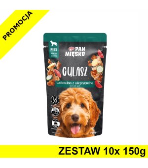 PAN MIĘSKO karma mokra dla psa Gulasz Wołowina z Wieprzowiną 10x 150g ZESTAW