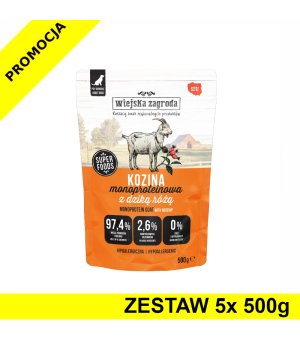 Wiejska Zagroda karma mokra dla psów dorosłych MONO Kozina z Dziką Różą 5x 500g ZESTAW