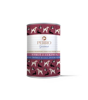 400g - Struś z Cukinią - Perro Gourmet - karma mokra dla psa dorosłego - puszka