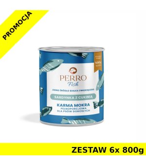 6x 800g - Sardynka z Cukinią - Perro Fish - karma mokra dla psa dorosłego - zestaw