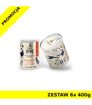 BEMO Karma mokra dla szczeniąt i psów dorosłych MARCHWI mnie ten BAŻANT ZESTAW 6x 400g