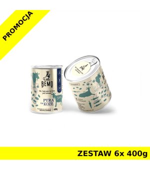  BEMO Karma mokra dla szczeniąt i psów dorosłych PYRA na KOZĘ ZESTAW 6x 400g