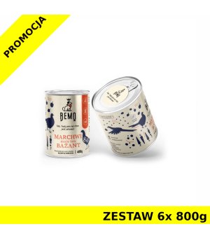 BEMO Karma mokra dla szczeniąt i psów dorosłych MARCHWI mnie ten BAŻANT ZESTAW 6x 800g