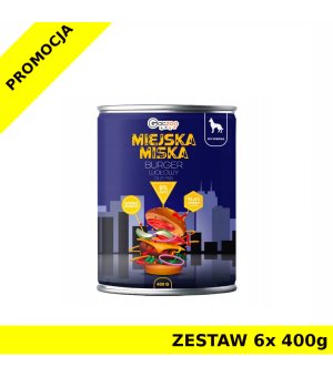 GACZOO Miejska Miska karma mokra dla psa Burger Wołowy ZESTAW 6x 400g