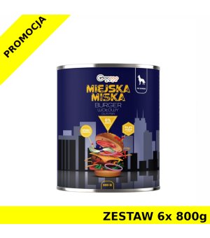 GACZOO Miejska Miska karma mokra dla psa Burger Wołowy ZESTAW 6x 800g