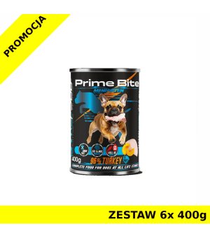 GAME DOG mokra karma dla psa Prime Bite Turkey - Indyk z Dynią ZESTAW 6x 400g