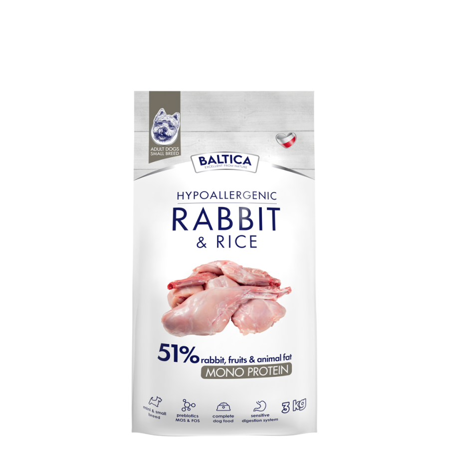 BALTICA Nutraceutic karma sucha dla psów dorosłych ras małych Rabbit & Rice XS/S 3kg