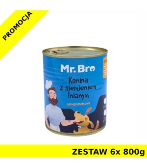 Mr. Bro karma mokra dla psów dorosłych Konina z Siemieniem Lnianym ZESTAW 6x 800g