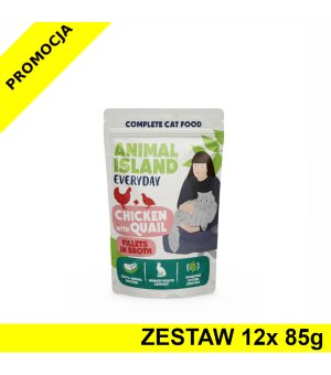 Animal Island Everyday mokra karma dla kota - Kurczak z Przepiórką w Rosole ZESTAW 12x 85g