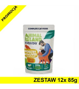 Animal Island Everyday mokra karma dla kota - Drób z Wątróbką w galaretce ZESTAW 12x 85g